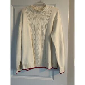 GUC Tommy Hilfiger Men's Cream Color Sweater with Red Trim Size XLarge